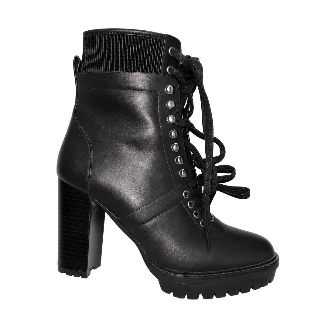 Vince Camuto Emebrila Black Lace-Up Platform Combat Boots 1