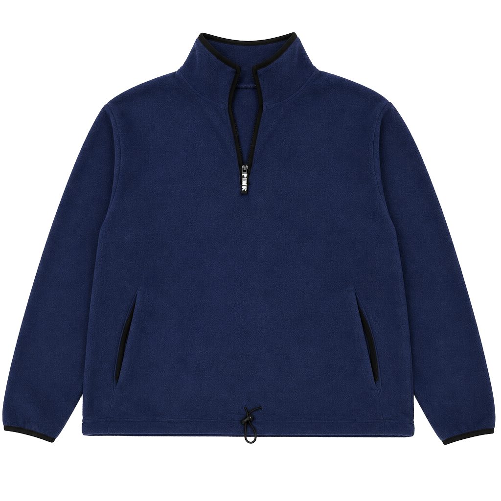 PINK Victoria's Secret Women's Blue Fleece Quarter-Zip Pullover Sweatshirt 1