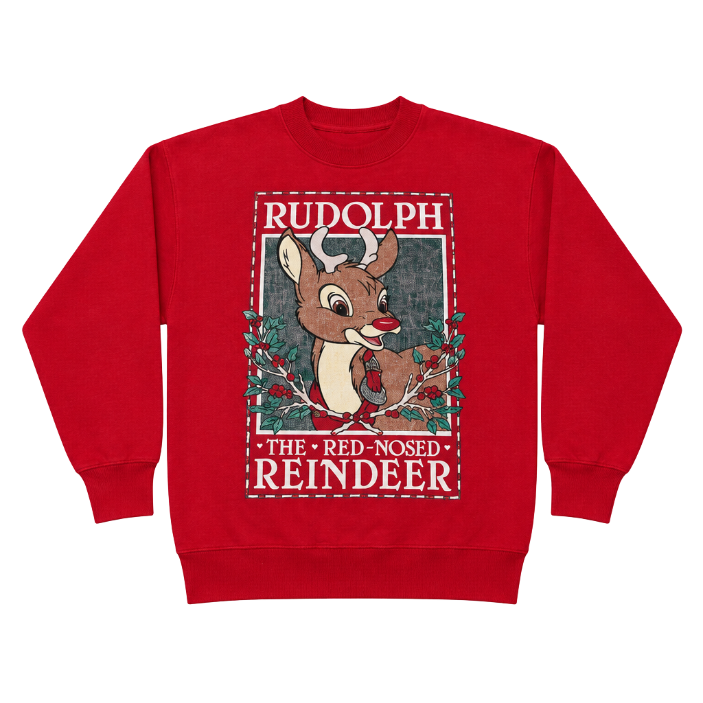 Vintage Rudolph the Red-Nosed Reindeer Christmas Sweatshirt Red 1
