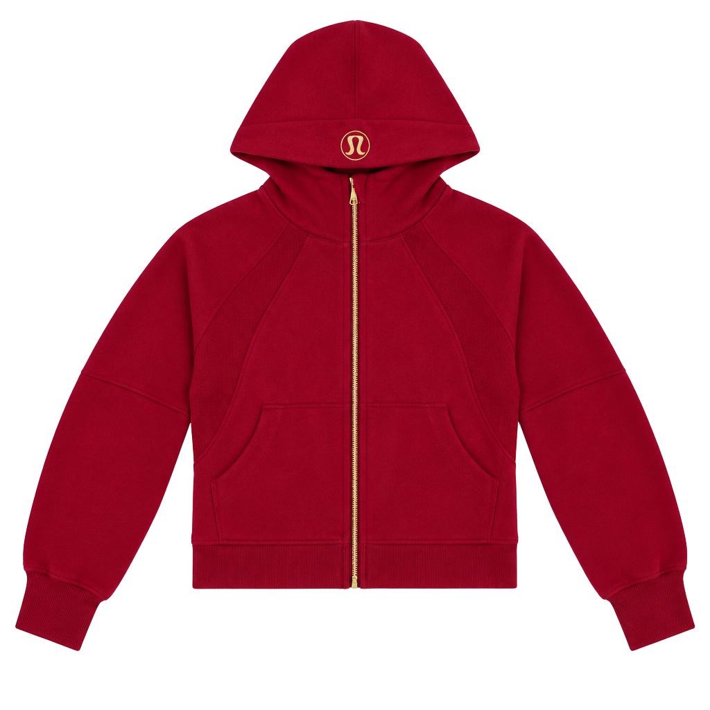 Lululemon Scuba Oversized Full-Zip Hoodie Size 8 Dark Red Gold 1