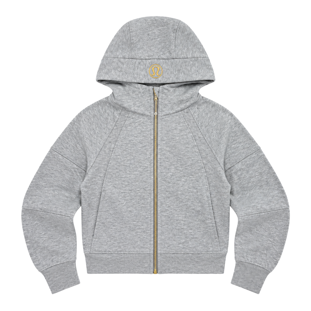 Lululemon Scuba Oversized Full-Zip Hoodie Size 8 Heathered Grey Gold 1