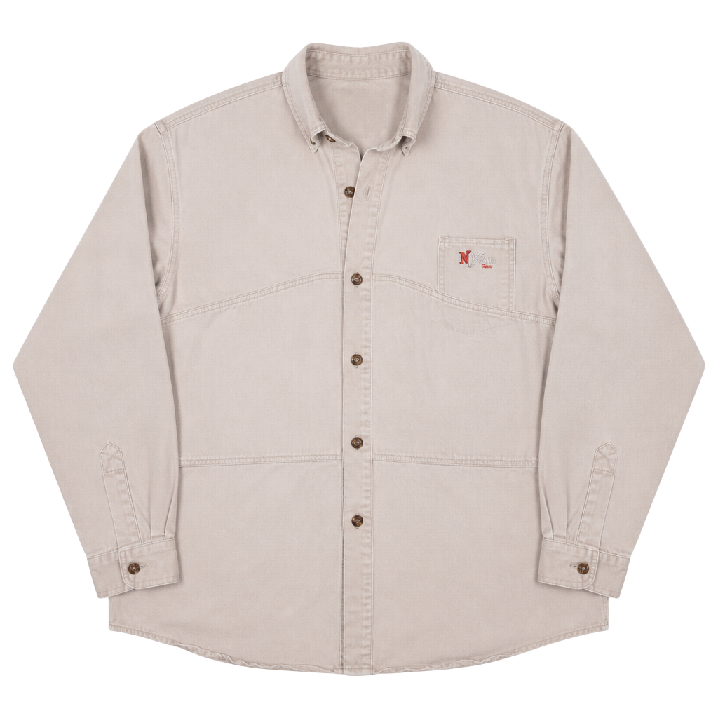 Invision Gear Long Sleeve Shirt Size XL Beige Cotton Button Down Work 1