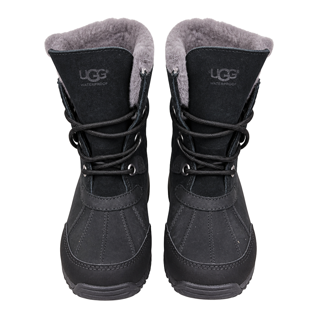UGG Ostrander Waterproof Boots Size 8 Black Leather Shearling 1