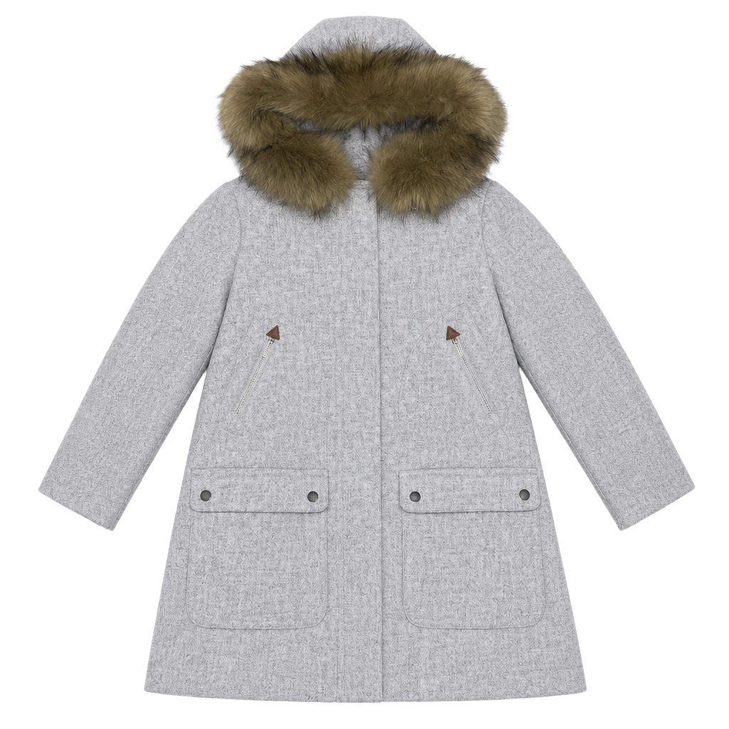 J.Crew Italian Stadium Cloth Hooded Parka Size 0P Gray 1