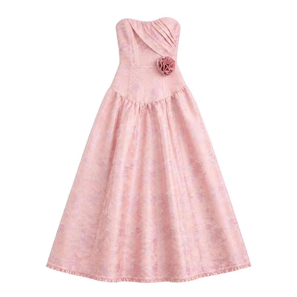 The Rosamund Dress in Light Pink Windsor Brocade – , 1