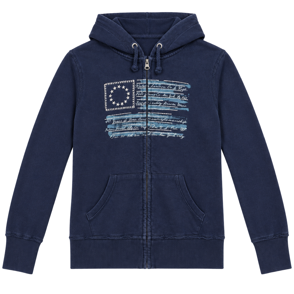Polo Jeans Company Full Zip Hoodie Jacket Size L Navy Blue 1