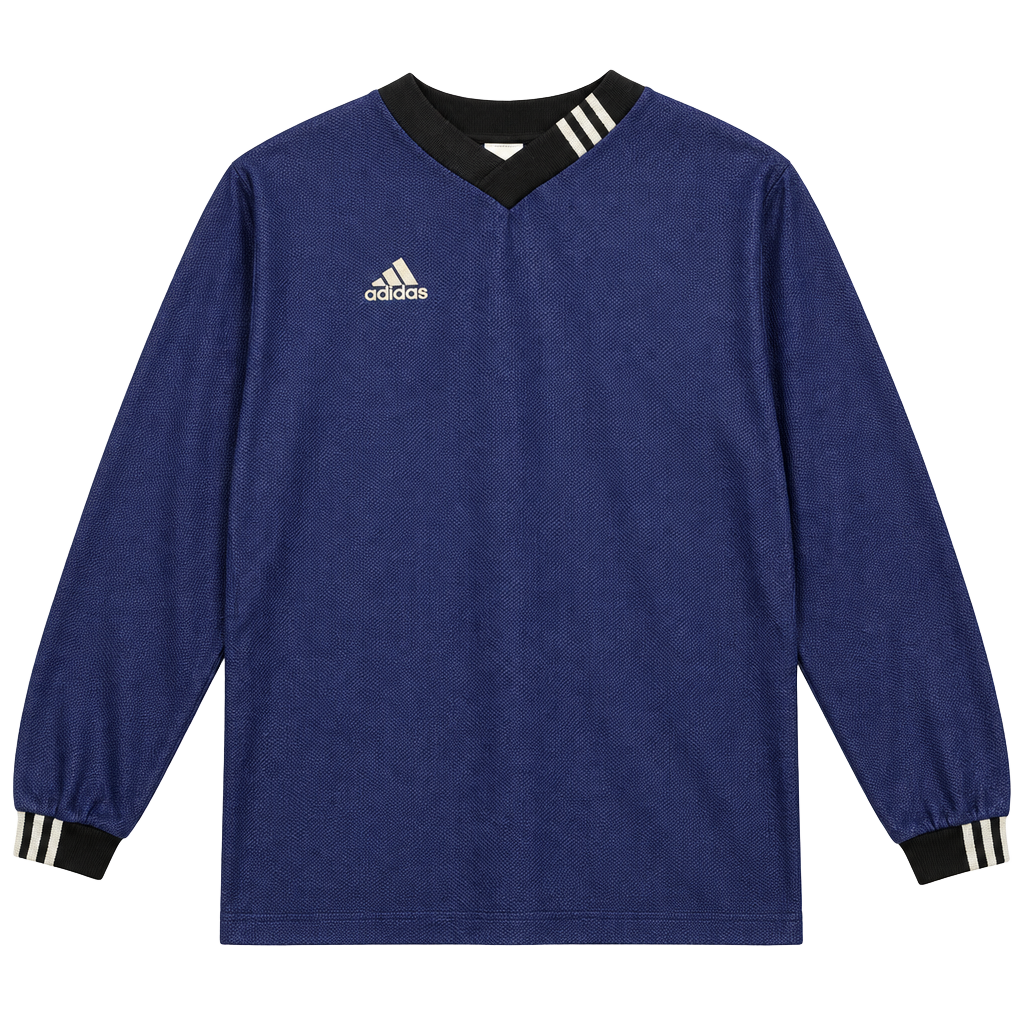 Adidas Vintage 90s Mesh Soccer Jersey Size XL Blue Long Sleeve V-Neck 1