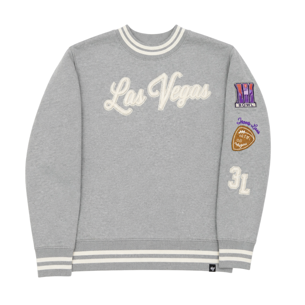 Stoney Clover Lane x Super Bowl LVIII Las Vegas Grey Ringer Sweatshirt 1