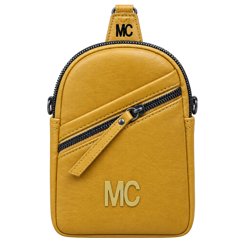 Milanchiva Streetwear y2k Crossbody Bag Tan Faux Leather MC Sling Purse 1