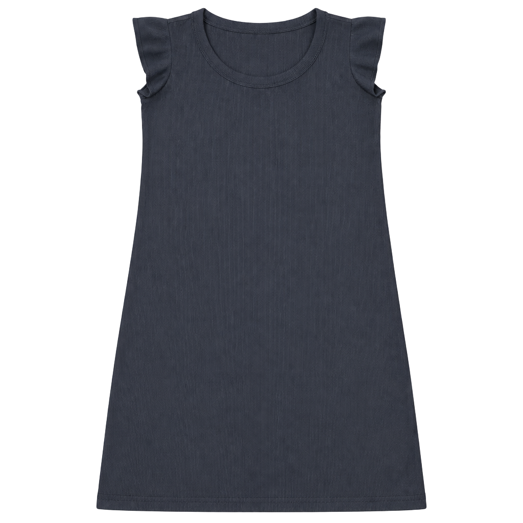 Thanks Ruffled V-Neck Ribbed Dress Size L Black 1