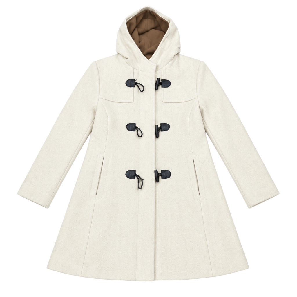 Vintage Pendleton Hooded Duffle Coat – Winter White Wool Blend Toggle Jacket 1
