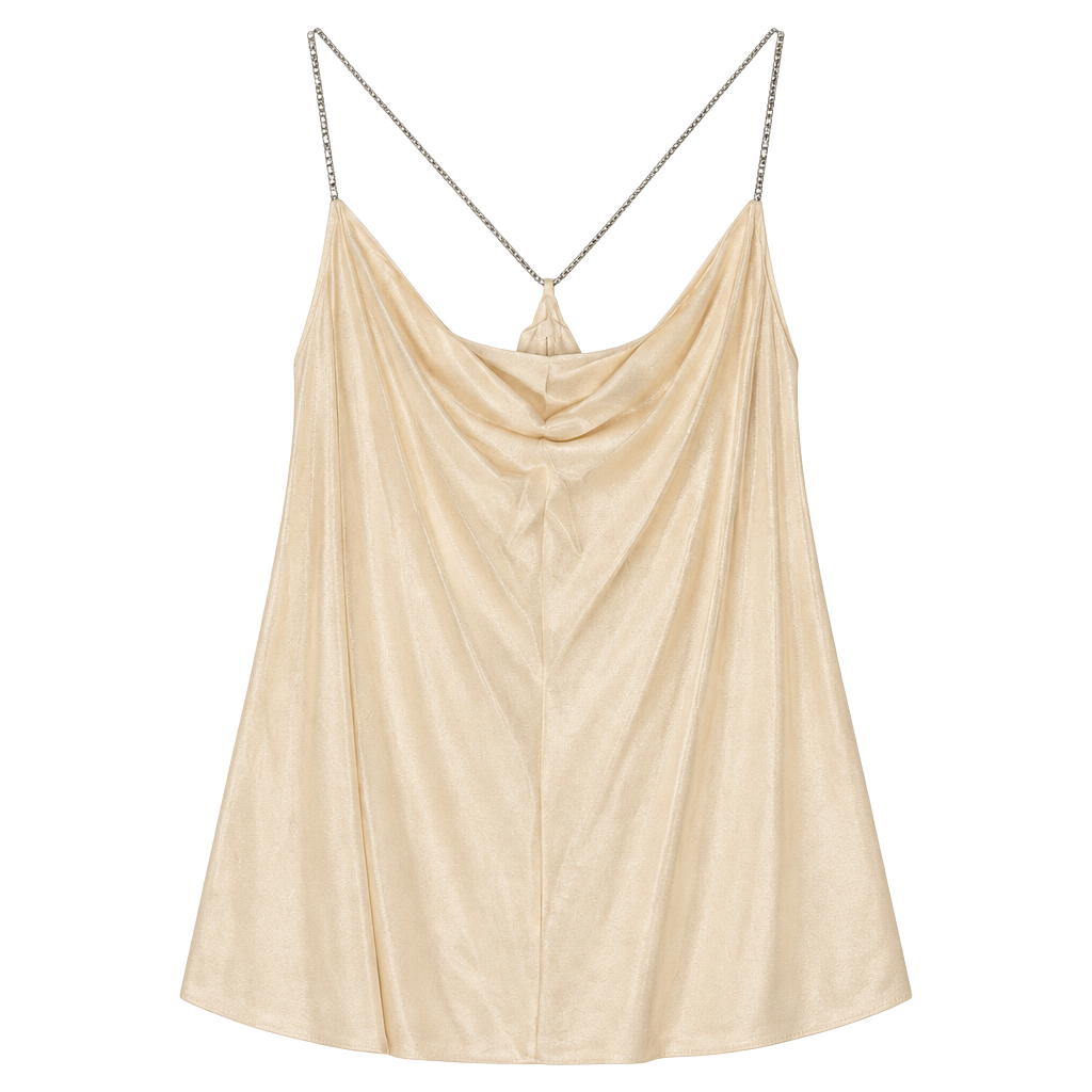 H&M Rhinestone Strap Satin Camisole Top Size M Cream 1