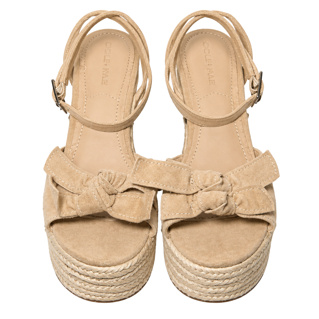 Kendall + Kylie Gwenn Wedge Size 7 M Nude Suede Bow Espadrille 1