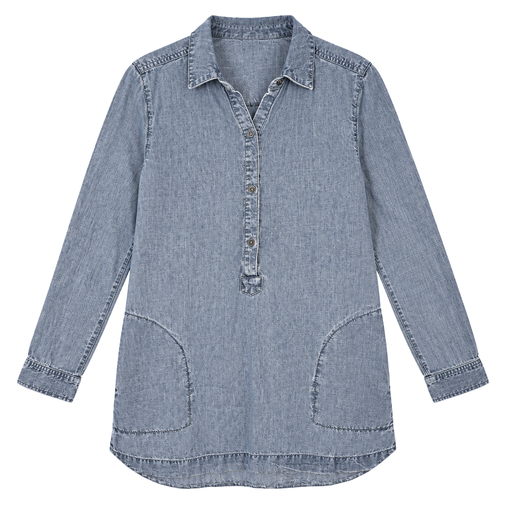 J.Jill Chambray Shirt Dress Size S Blue Denim Tunic 1