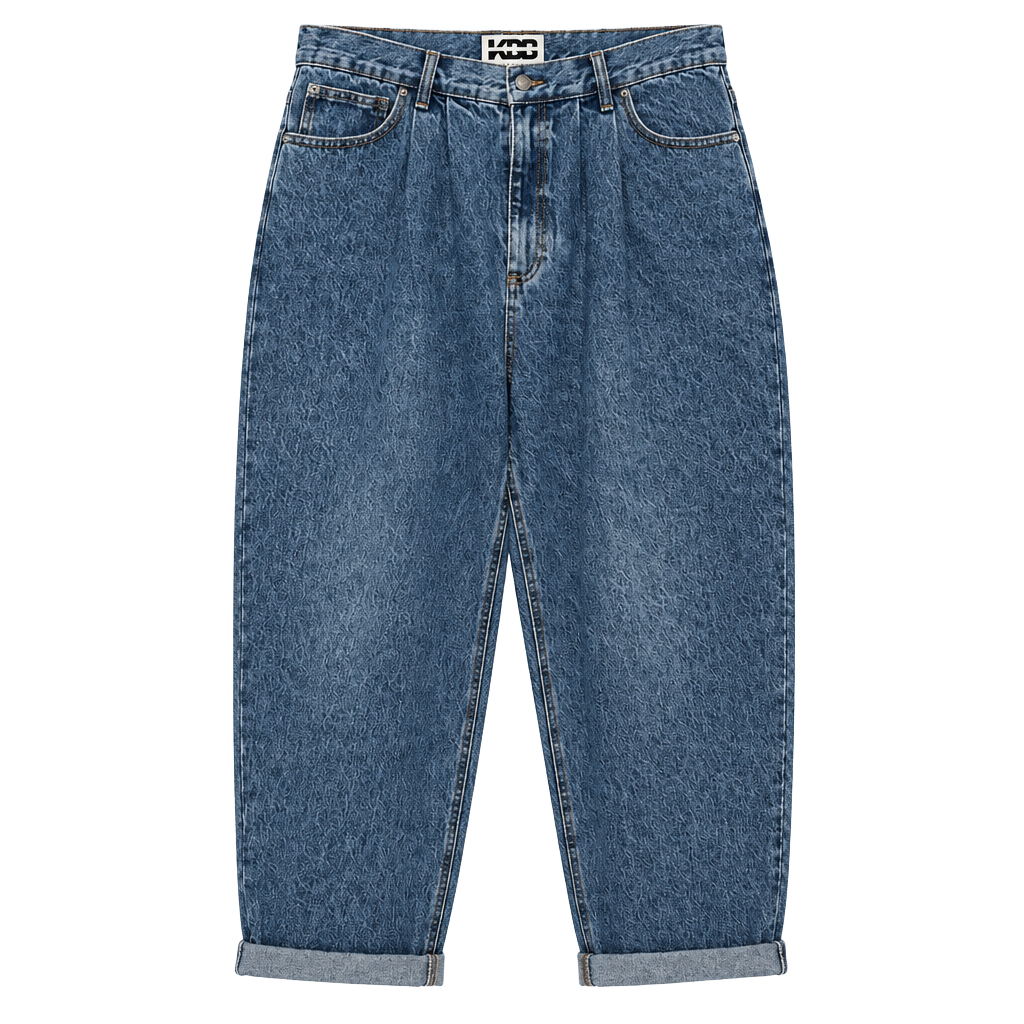 KBB by Kahlana High-Rise Blue Denim Barrel Leg Jeans – Size 16
1