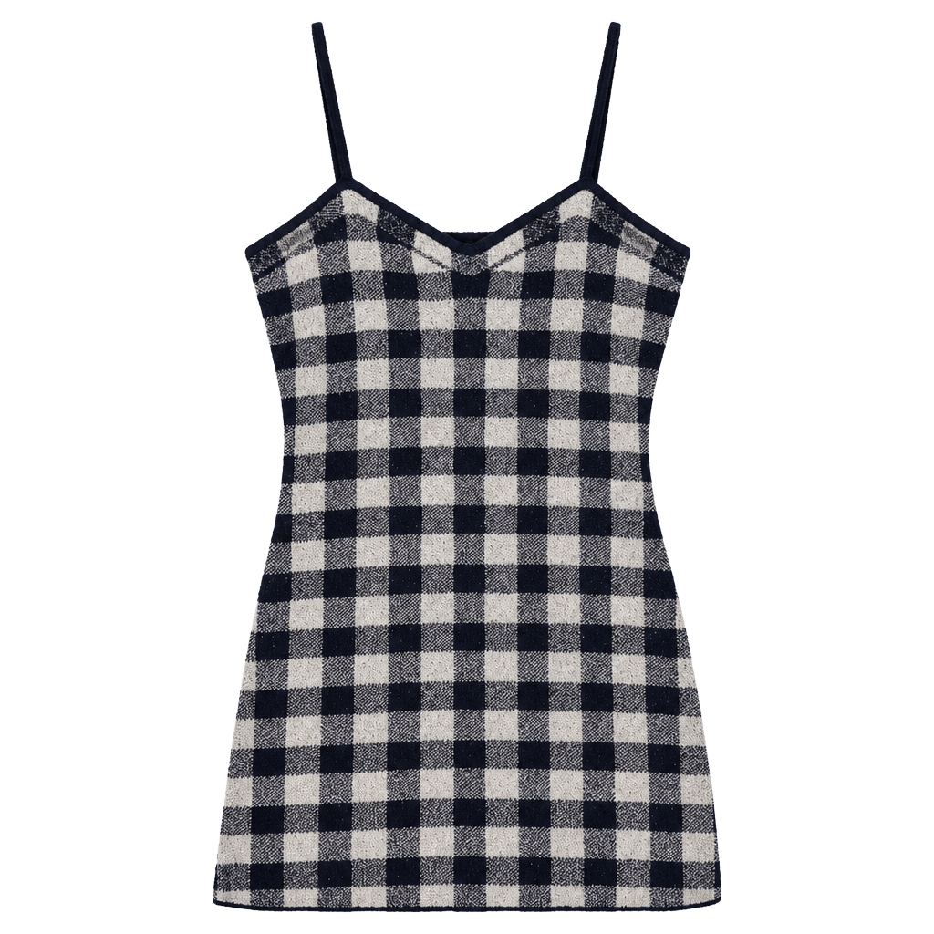 Wild Fable Gingham Sweater Dress Size S Navy Cream 1