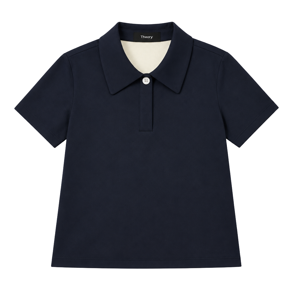Theory Tech Polo Function Pique Size S White Navy 1