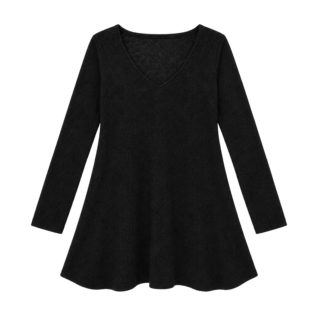 Eileen Fisher Wool Tunic Sweater Size XS Black V-Neck Asymmetrical Hem 1