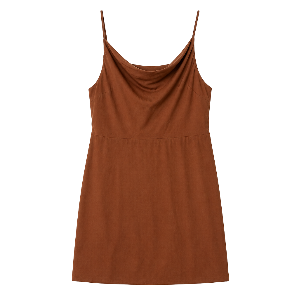 Aritzia Sun-deh Brown Cowl Neck Dress Medium Spaghetti Strap 1
