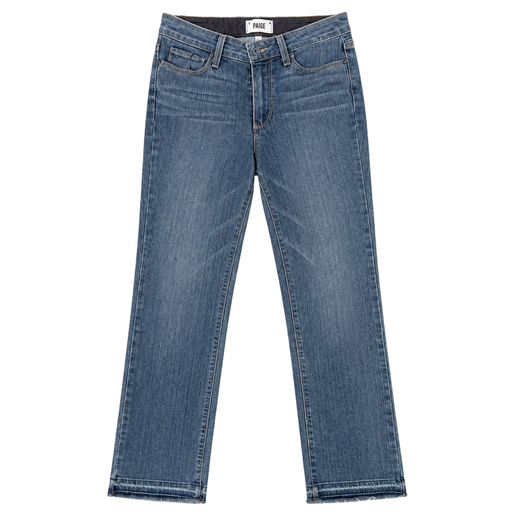 PAIGE Women's Blue Denim Raw Hem Slim Straight Jeans Size 27 1