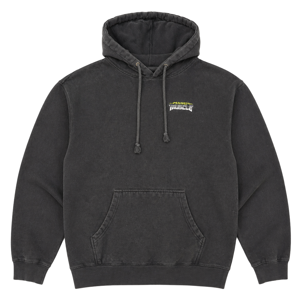 Throtl Muscle Vicious V8 Engine Flames Black Pullover Hoodie Size Large 1