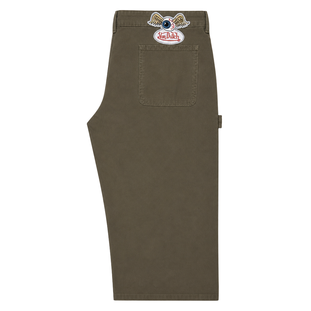 Von Dutch Olive Green Carpenter Pants with Eye Logo Patch 1