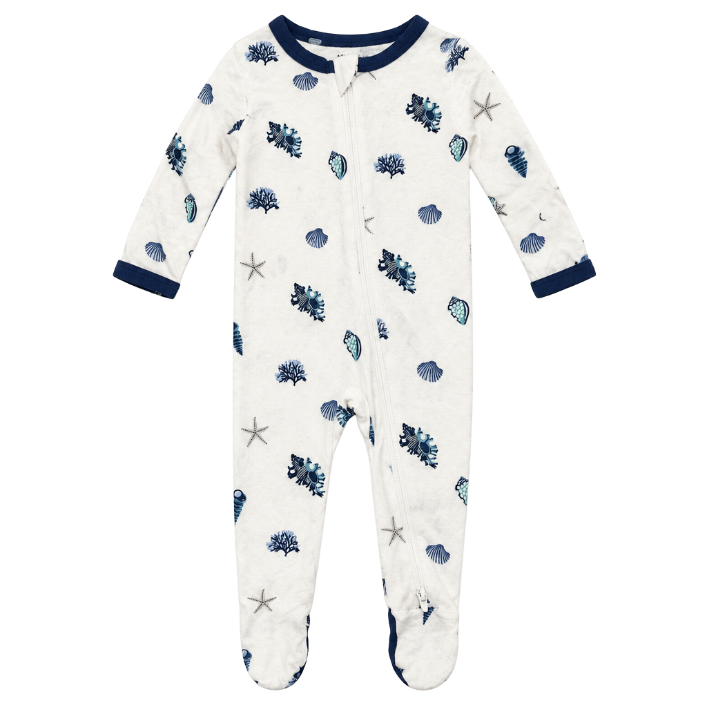 Kyte Baby Sleep Footie 3-6 Months Shells Print Bamboo Rayon 1