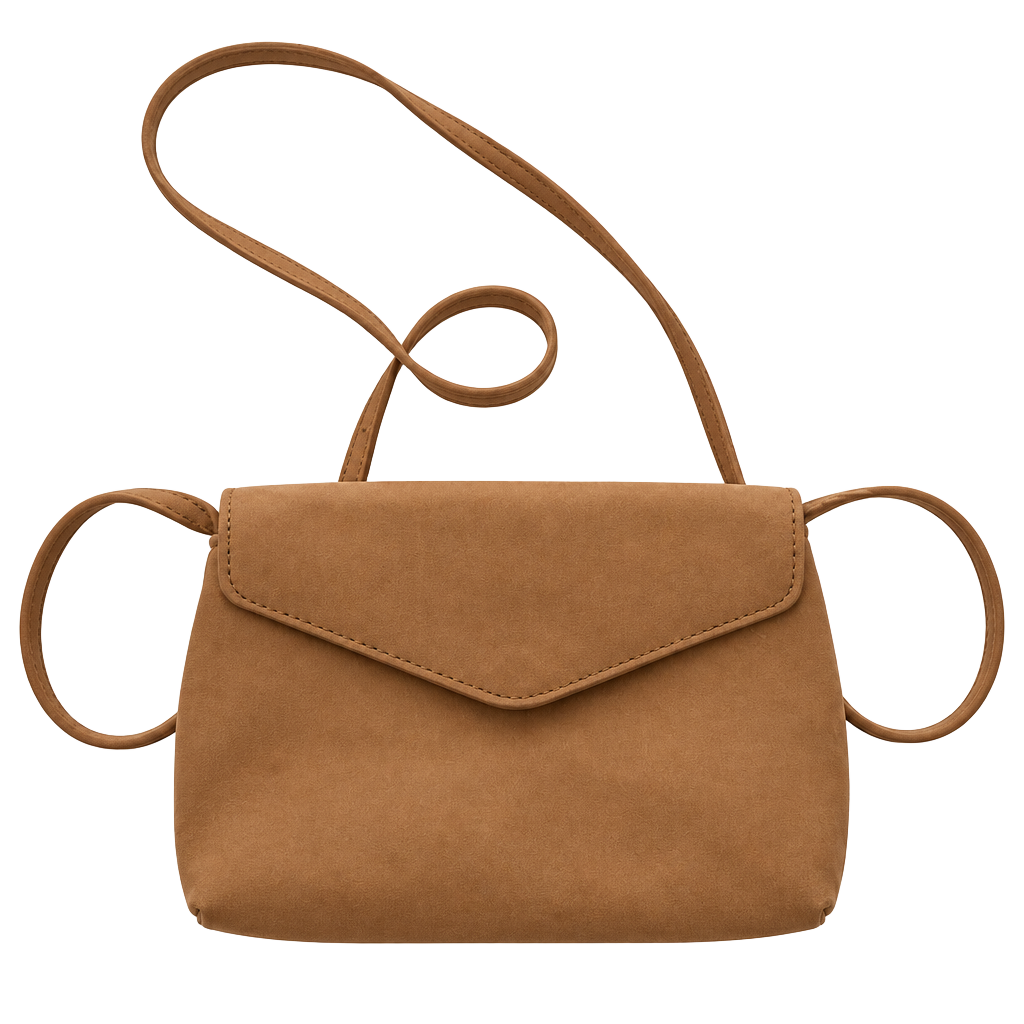 Tan Faux Leather Envelope Crossbody Bag 1