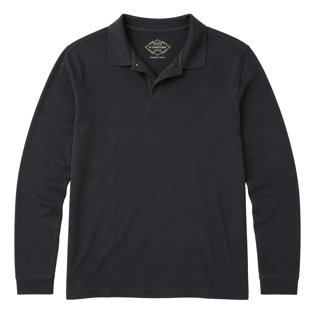 Men's Long Sleeve Black Polo Shirt 1