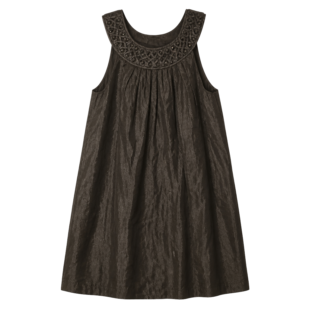 Elegant Black Sleeveless Dress with Embellished Neckline 1