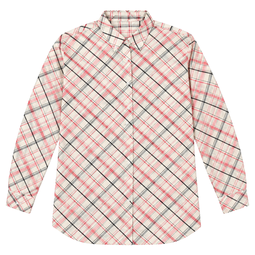 Pink Plaid Button-Up Shirt 1
