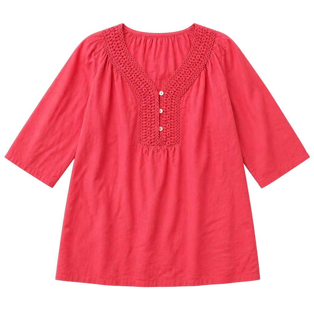 Women's Red Crochet Trim Blouse 1