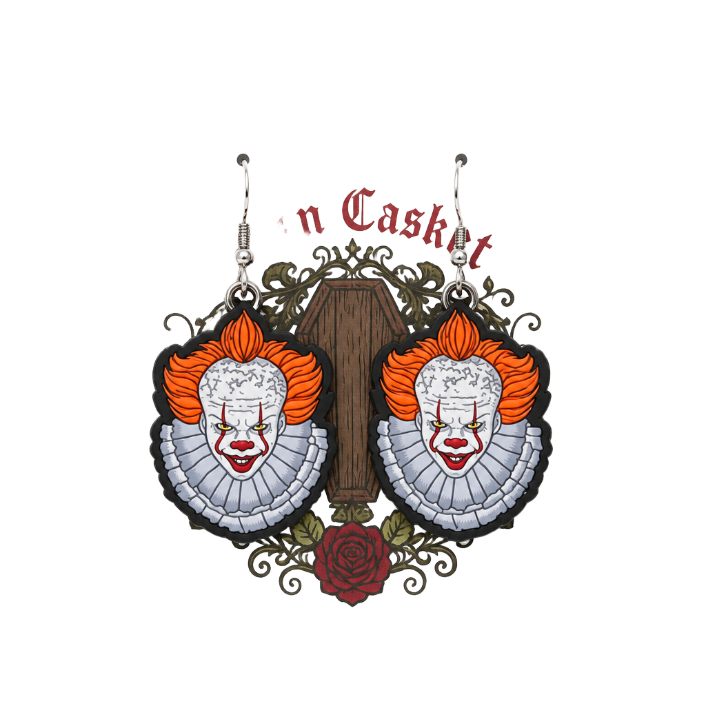 Open Casket Pennywise It Clown Horror Earrings 1