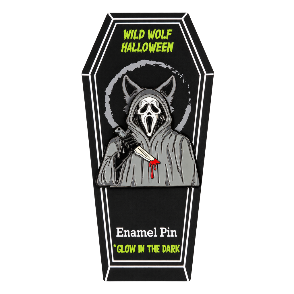 Wild Wolf Halloween Ghostface Scream Killer Enamel Pin Glow In The Dark 1