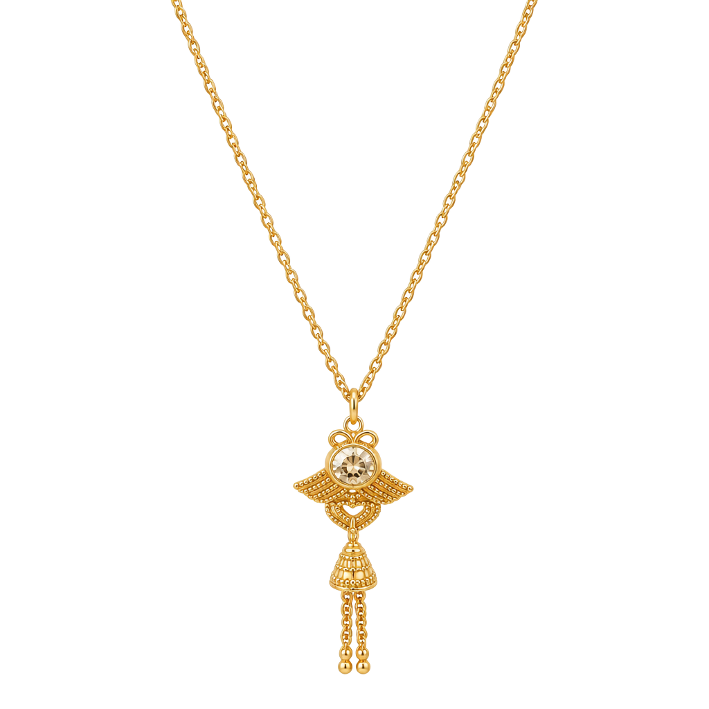 Unbranded Gold Tone Crystal Filigree Pendant Necklace with Tassel 1