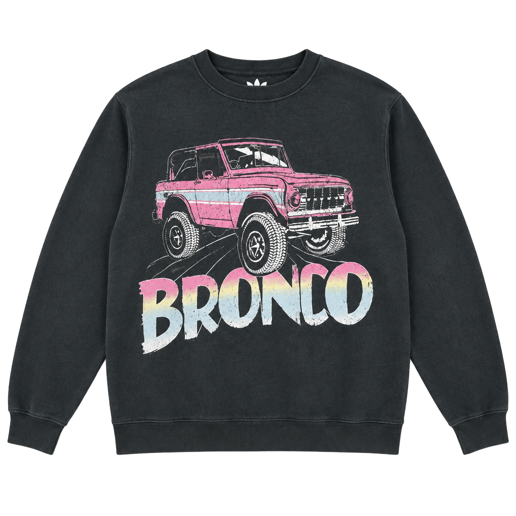 Ford Bronco Sweatshirt Size L Vintage Retro Pink SUV Graphic Pullover 1