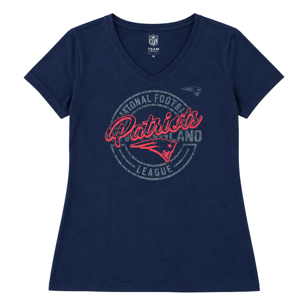 Majestic New England Patriots V-Neck T-Shirt Size 2XL Blue NFL 1
