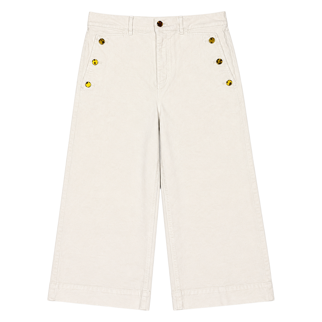 Ann Taylor White Wide Leg Pants Size 6 Sailor Button Detail 1