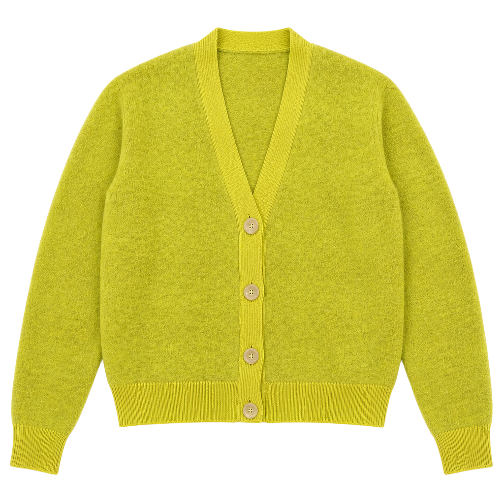 Anecdote Cardigan Size XS Yellow Mohair Blend V-Neck Sweater 1
