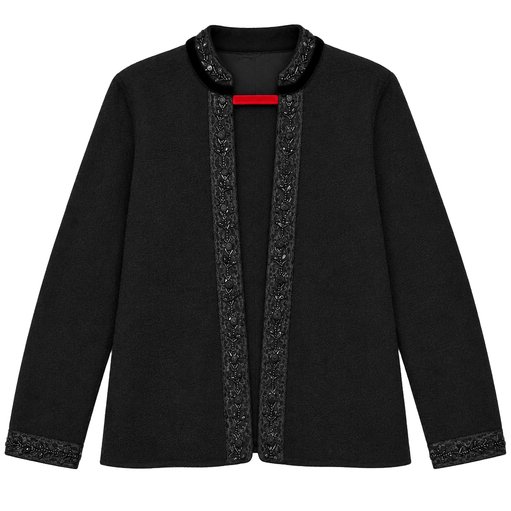 Alexandra Bartlett Classy Cardigan Size M Black Wool Beaded Trim 1