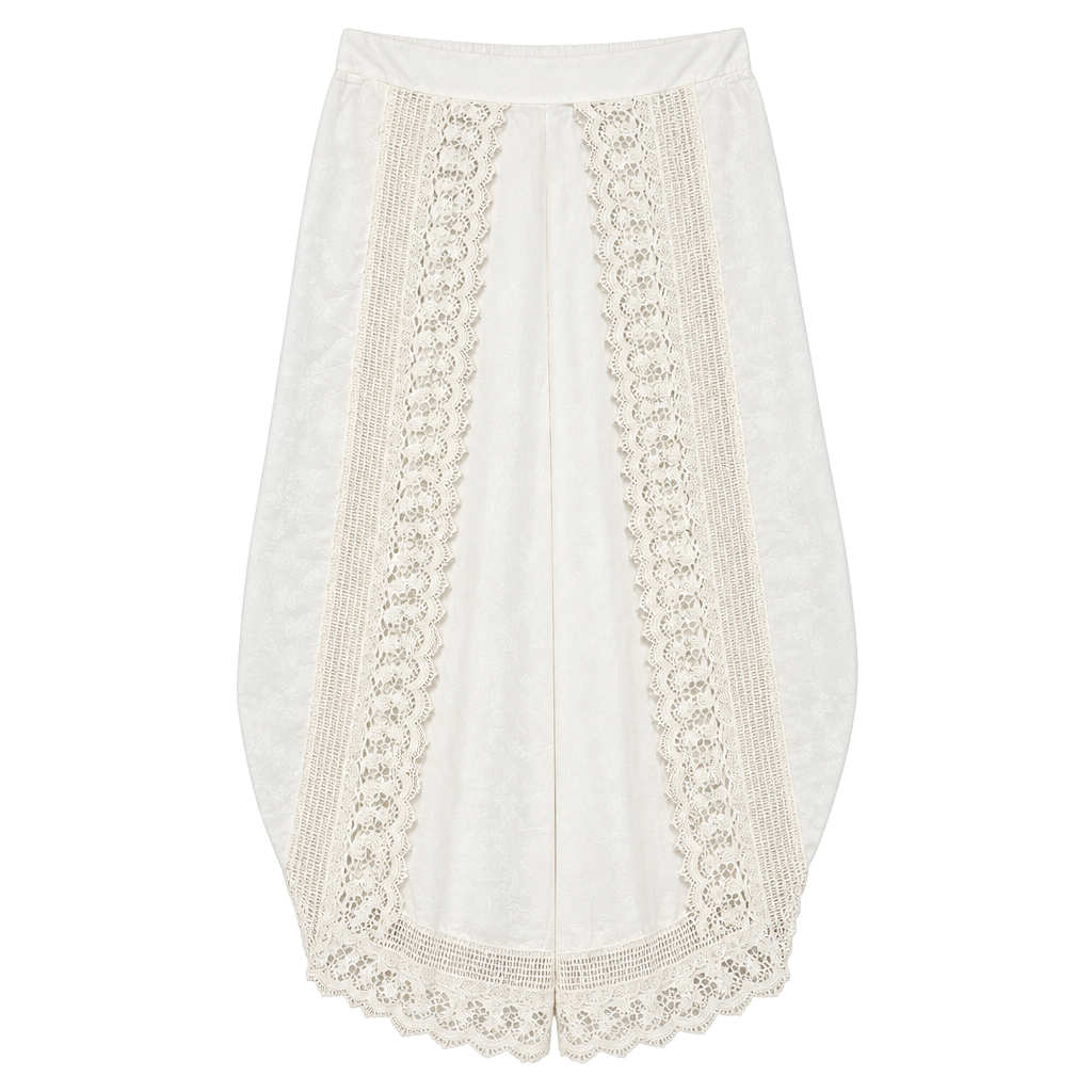 Josa Beachwear by Japna Pants Size XL White Viscose Crochet Trim Harem 1
