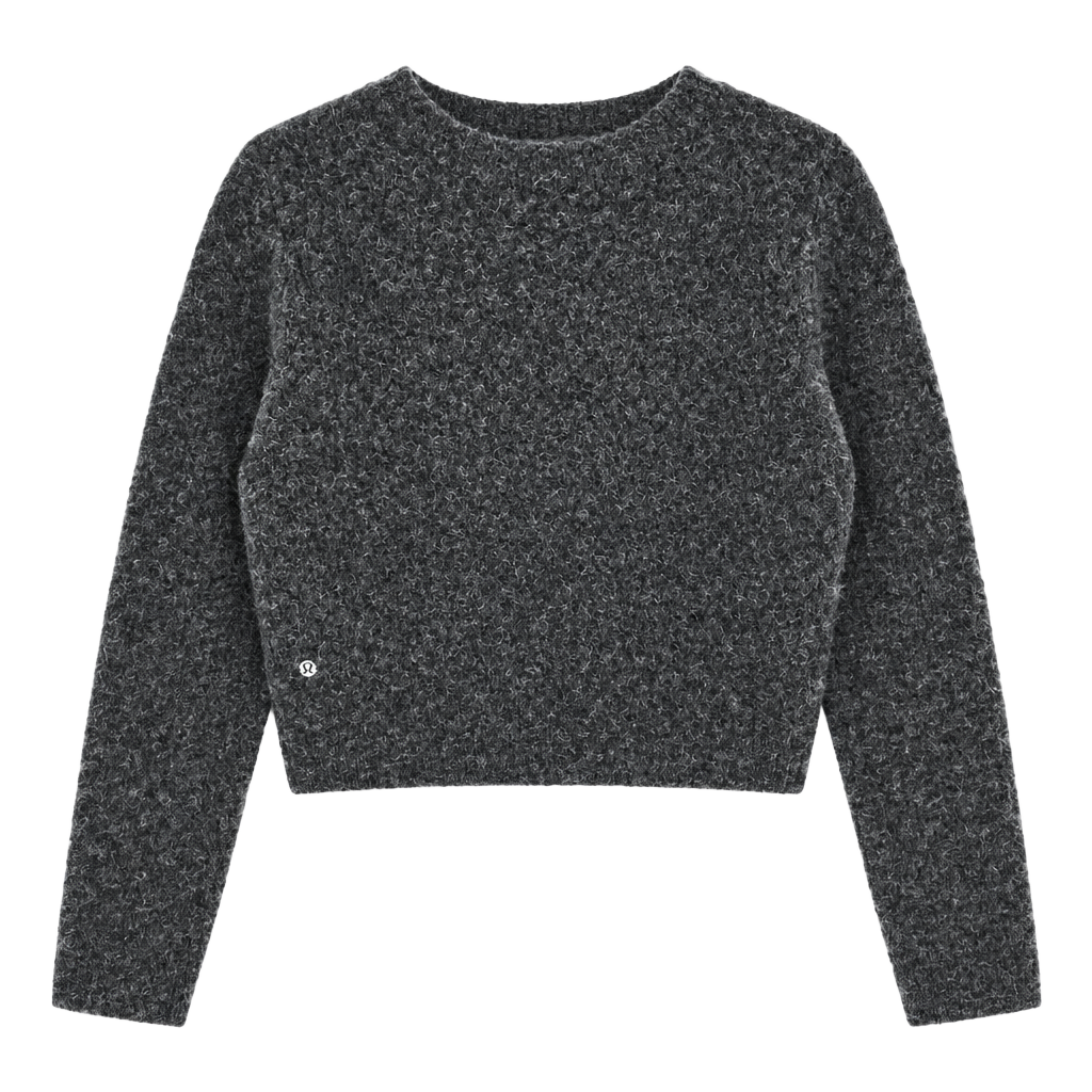 Lululemon Alpaca Wool-Blend Crosshatch Sweater Size M Gray 1