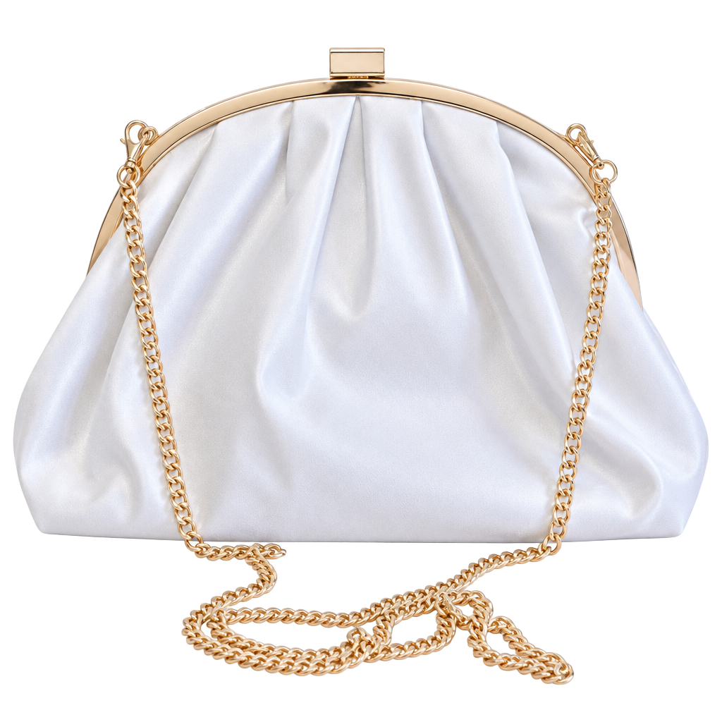 Jewel Badgley Mischka White Clutch Handbag With Chain Strap 1