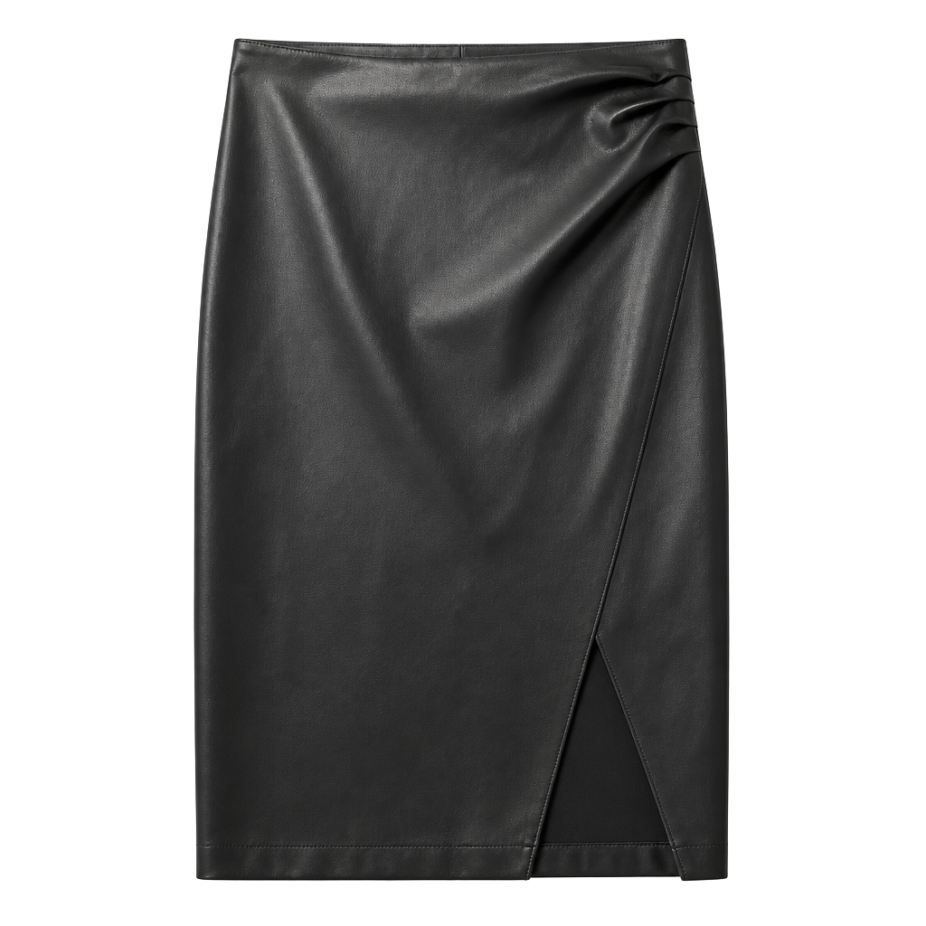 Abercrombie & Fitch Vegan Leather Midi Skirt Size XS Black 1