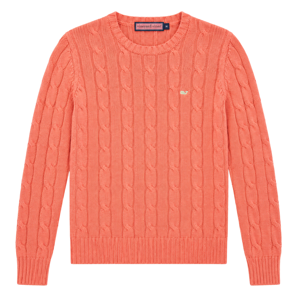 Vineyard Vines Cable Knit Sweater Size M Coral Pink 1