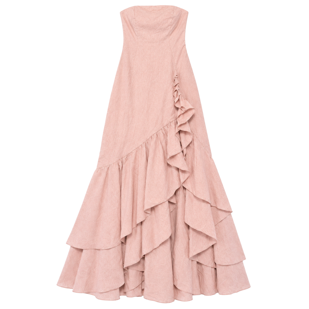 Babyboo Pink Ruffle High Low Strapless Dress Size M 1