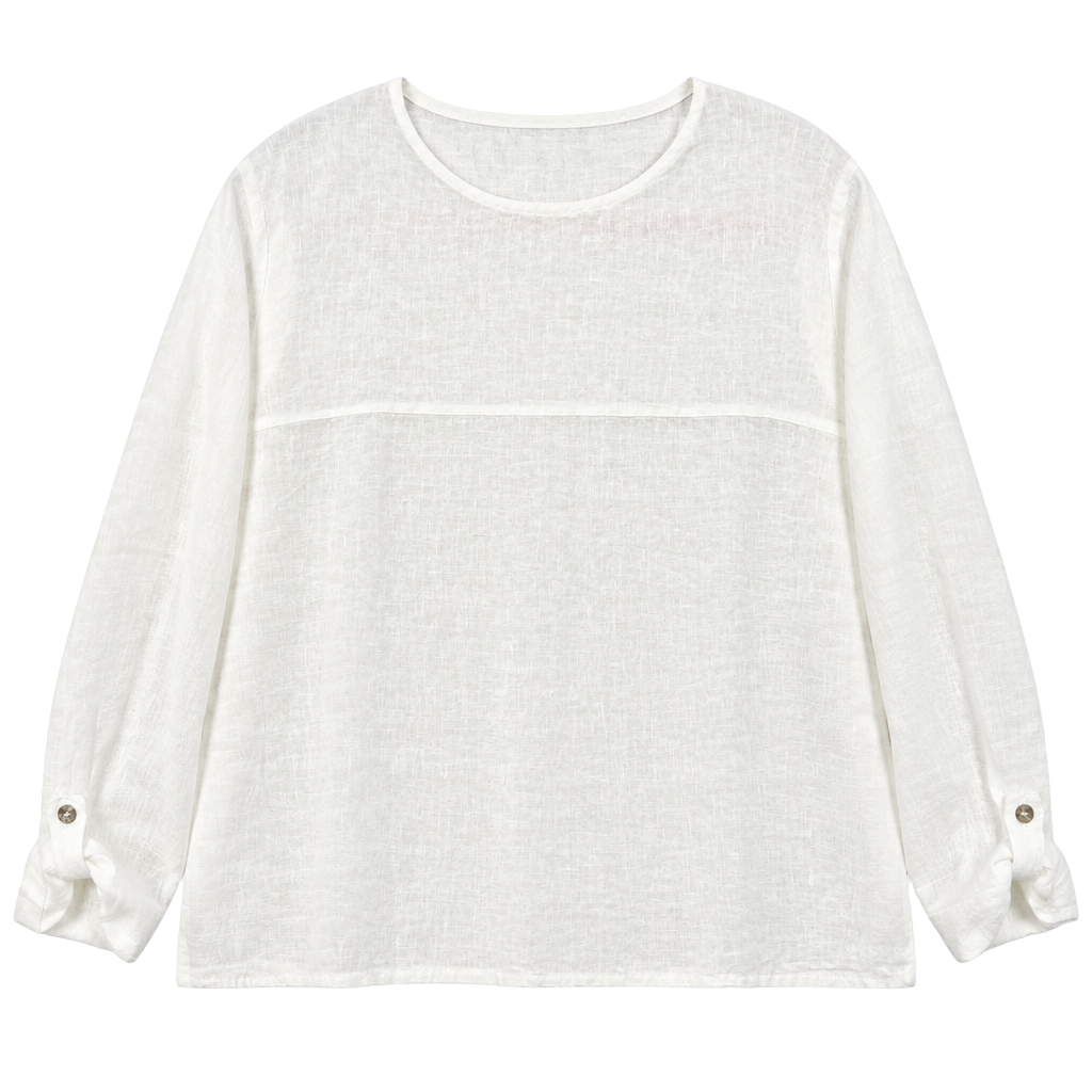 Little Lies Linen Blouse Size M White Long Sleeve Shirt 1