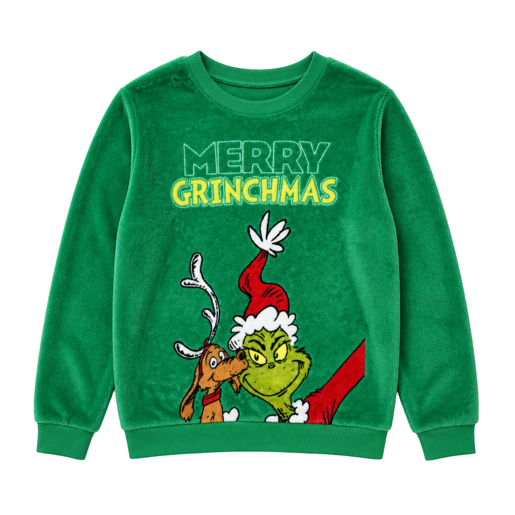 Dr. Seuss The Grinch Merry Grinchmas Plush Fleece Graphic Crewneck Sweatshirt 1