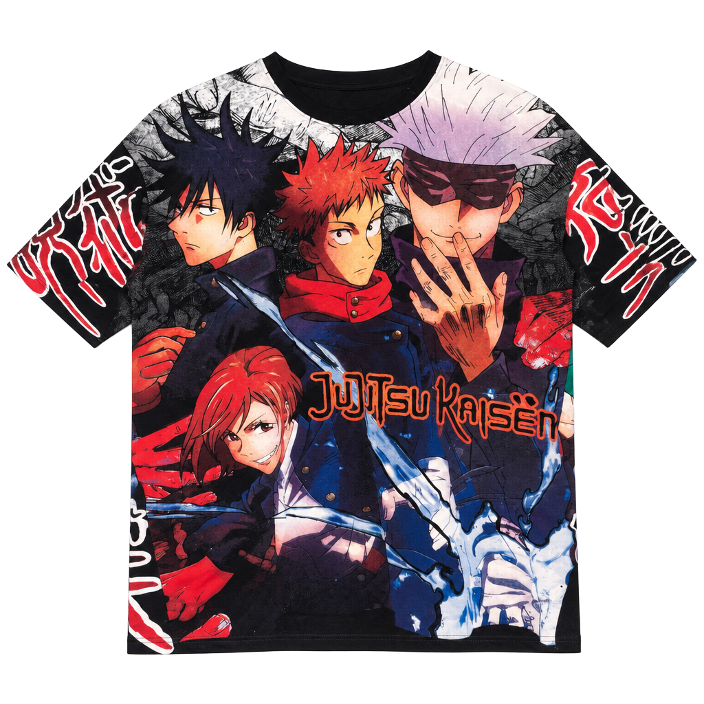 Jujutsu Kaisen Anime All Over Print Graphic T-Shirt Black 230 GSM 1