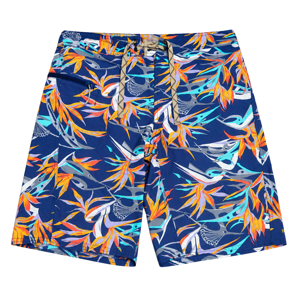 Patagonia Men's Wavefarer Board Shorts Size 31 Blue Floral Tropical Birds of 1
